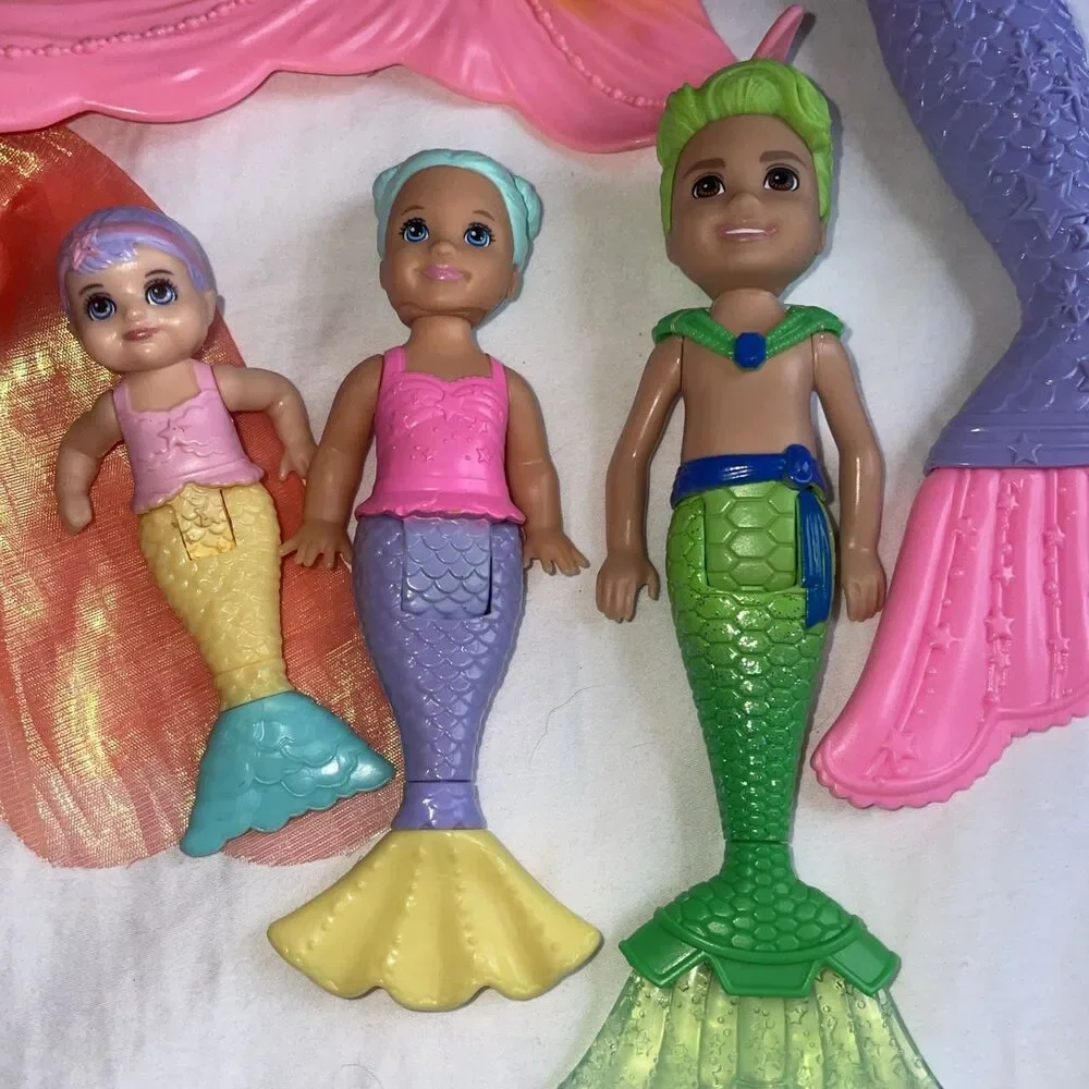 Lot Of 16 Barbie Mermaid Dolls, Dolphin, baby mermaid, boy mermaid, man mermaid